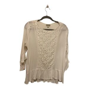 ONE WORLD White Lace Blouse